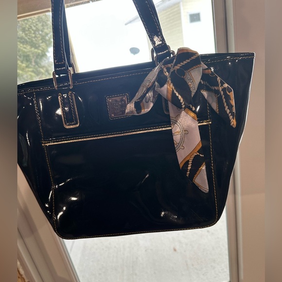 dooney and bourke patent leather backpack & Women's Saddle Bag in Sky, Strap drop length 26 As Is